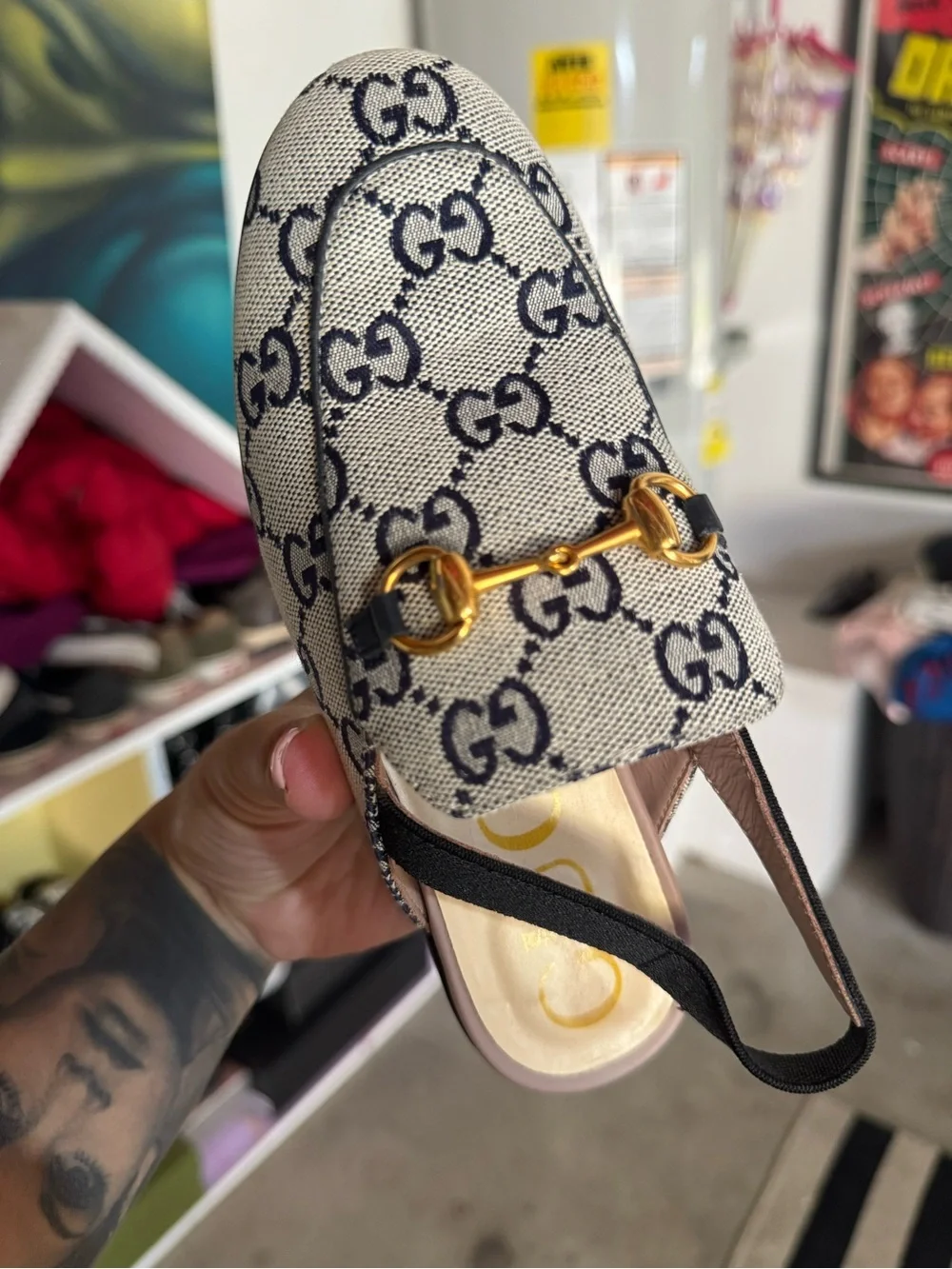 Gucci GG Logo Horsebit Slingback Loafer - Picture 1 of 2